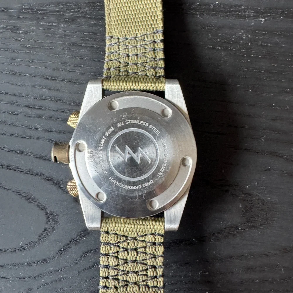 Electric DW01 Mens Chronograph Watch Black Dial Olive Nylon Band Contrast Stitch